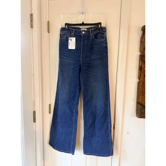 RE/DONE 70s Ultra High Rise Wide Leg Jeans Monterey Faded Size 30 - Picture 2 of 4